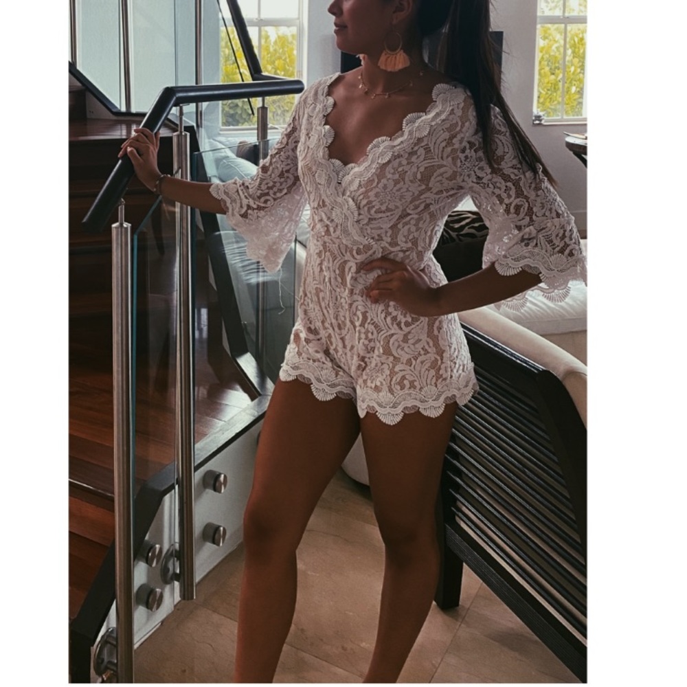White floral jumpsuit